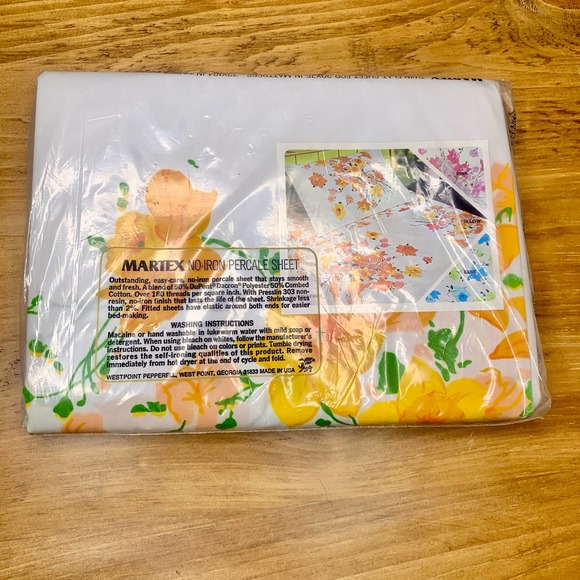 Vintage Martex Twin Flat Sheet Bright Yellow Daffodils NEW - Picture 5 of 5